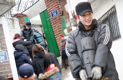 이준기, 팬클럽과 연탄 나르기 봉사활동 포착
