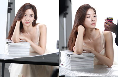 이청아, 화장품 광고 촬영 뒷모습 공개 ‘청순 여신 포스’