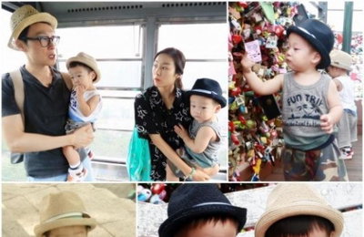슈퍼맨 서언·서준 쌍둥이, 모자 맞춰쓰고 남산나들이 '깜찍해'