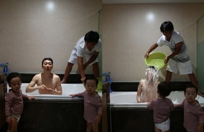 이휘재, 쌍둥이와 아이스버킷 챌린지…'놀란 서언이 엉엉'