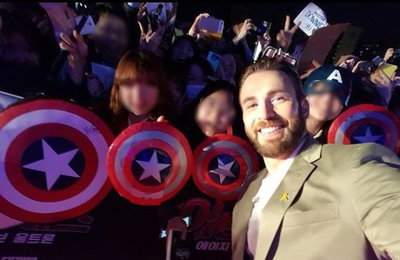 "사랑해요, 한국"…크리스 에반스, 한글 감사인사 남겨