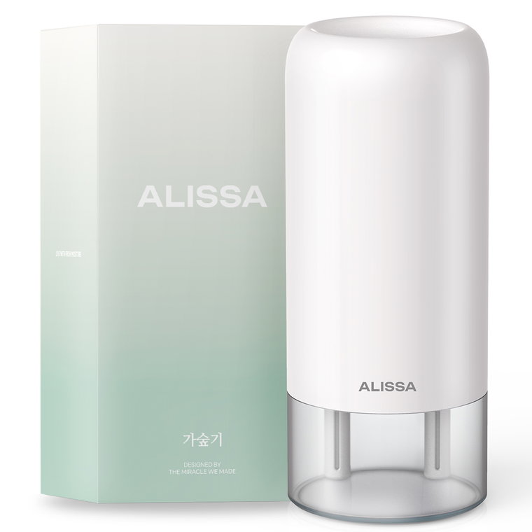 알리사 미니 초음파 사무용 무선 탁상용 충전식 가습기 700ml 필터 4p 세트, AH1, 화이트
