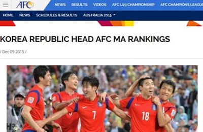한국 축구, AFC 회원국 랭킹 1위…'K리그의 힘'
