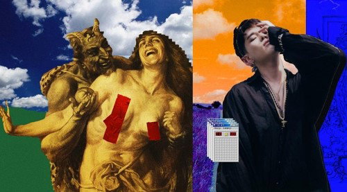 [사진]유니버설뮤직 제공, &lsquo;러브' 재킷과 가수 딘(오른쪽)
