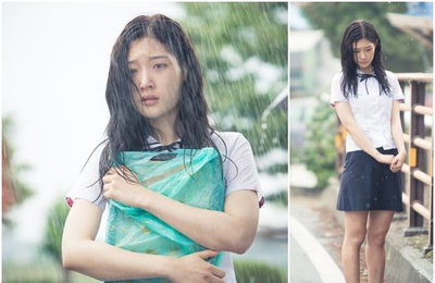 '다만세' 정채연, 첫 촬영 공개..교복 입고 빗속 투혼