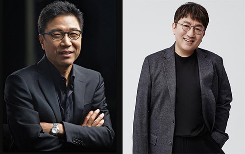 [사진]SM엔터테인먼트, 빅히트엔터테인먼트 제공, 이수만 대표(오른쪽)방시혁 대표 프로듀서
