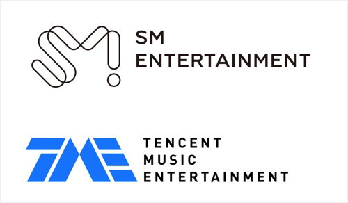 [사진]SM엔터테인먼트 제공, SM엔터테인먼트(위)와 텐센트뮤직엔터테인먼트 CI 이미지
