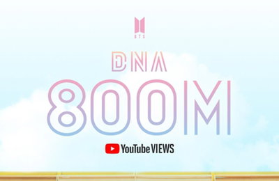 방탄소년단, 'DNA'로 유튜브 8억뷰 첫 달성