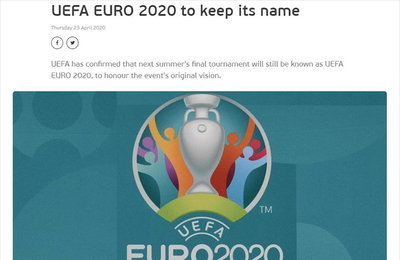 1년 연기된 유로2020, 대회명은 유지키로…