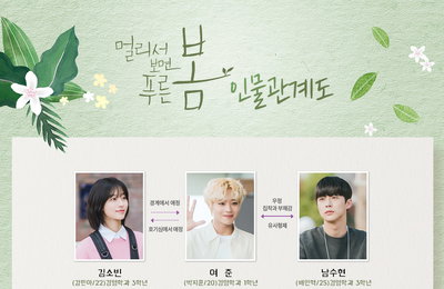 KBS 2TV 새 월화드라마 <멀리서 보면 푸른 봄> 박지훈-강민아-배인혁-권은빈-우다비-최정우-나인우, 현실 캠퍼스 스토리의 인물 관계도 파헤치기