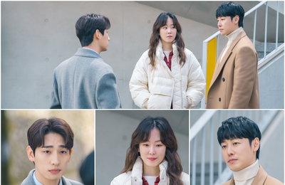 tvN 새 월화드라마 ‘너는 나의 봄’ 서현진-김동욱-윤박, 아슬아슬한 긴장감‘스파크 삼자대면’ 포착! 예사롭지 않은 ‘쓰리샷’ 현장!