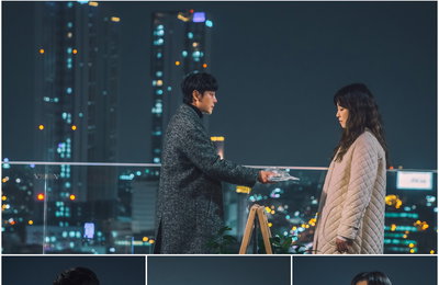 tvN 새 월화드라마 ‘너는 나의 봄’ 서현진-김동욱, “반짝이는 야경 불빛 아래 한밤중 만남!” 알쏭달쏭 의문 증폭 ‘옥상 아이 콘택트’ 현장!