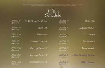 휘인, 미니 2집 'WHEE' 프로모션 스케줄러 공개...본격 컴백 카운트다운