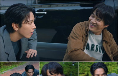 KBS 2TV 월화드라마 ‘두뇌공조’ 정용화-차태현, “처음으로 서로를 향해 웃었다!”긴장감 속 브로맨스 폭발‘현장 검증 투샷’포착!