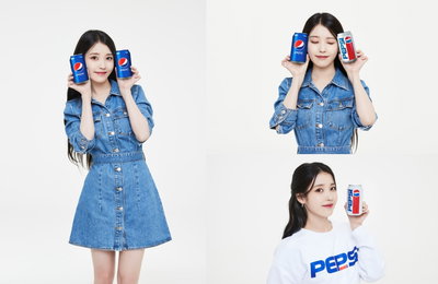 아이유, '청량 甲' 여신 비주얼...탄산 음료 브랜드 새 콘셉트 포토 오픈