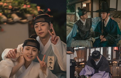 채널A 토일드라마 <체크인 한양> 티격태격 혐관 배인혁X김지은, 화기애애 깜찍 비하인드컷 공개