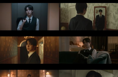 에이티즈 윤호, 솔로곡 '슬라이드 투 미' 영상 공개…치명적 블랙 슈트 '섹시미 폭발'